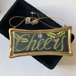 "Cheers" Christmas Ornament Rectangular Painted Glass Trimsetter by Dillard's
